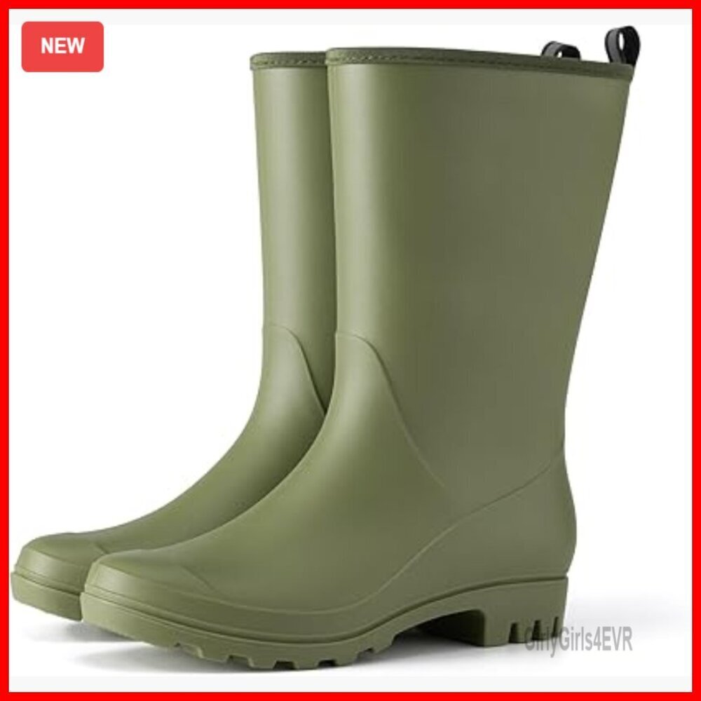 Wide Calf Rain Boots Waterproof PVC Outdoor Gardening Work Shoes